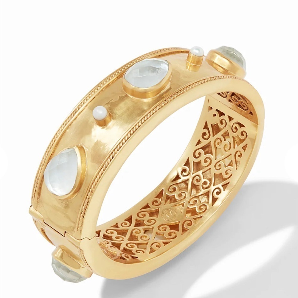 Julie Vos Cannes Stone Statement Hinge Bangle - Picture 2 of 5